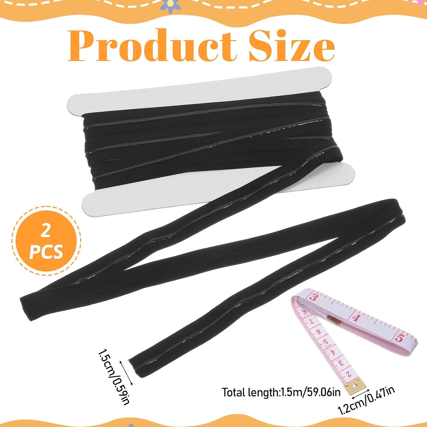 Elastic for Sewing, 5.5 Yards Silicone Gripper Elastic Band for Clothing Non-Slip Silicone Gripper Band Stretchy Waistband Tape for DIY Pants Garment Accessory Wig Hairbow (5/8 Inch Width, Black)