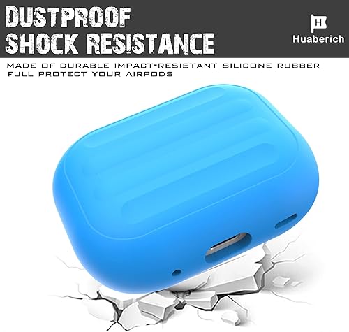 Miniatura 4 de HUABERICH - Funda antipérdida para Airpods Pro 2, funda de silicona suave de Unibody, carga inalámbrica, LED visible, funda deportiva con cordón
