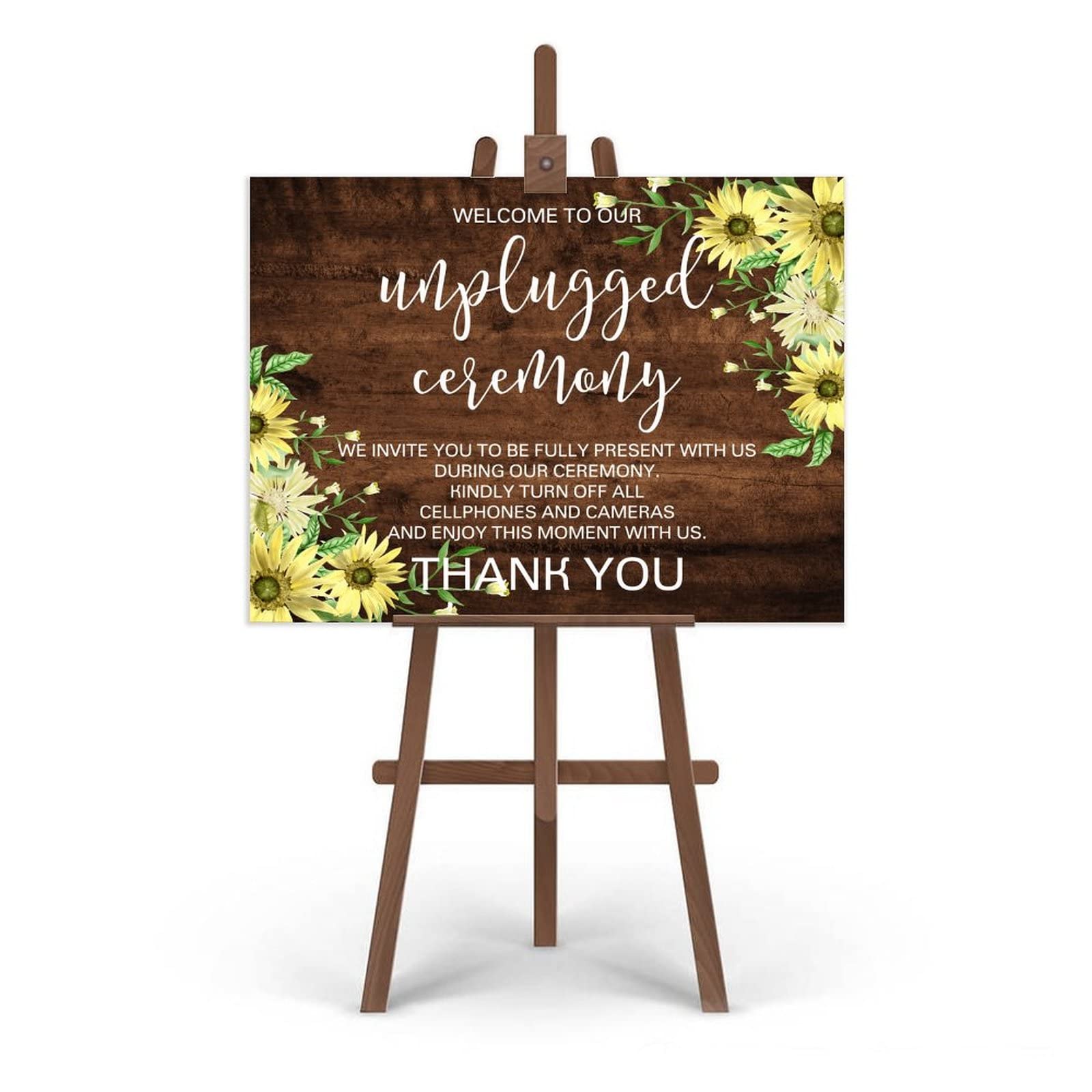 Personalisiertes Hochzeits-Willkommensschild ''Welcome To Our Unplugged Ceremony Holz Hochzeitsschild Modern Mr&Mrs Paar Dekor Holzschild Hochzeitsempfang Poster für Zeremonie Verlobung Party Supplies