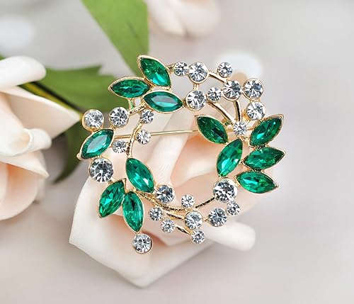 Vista 2 de Gyn&Joy Broche de cristal transparente de la corona floral del Rhinestone BZ005