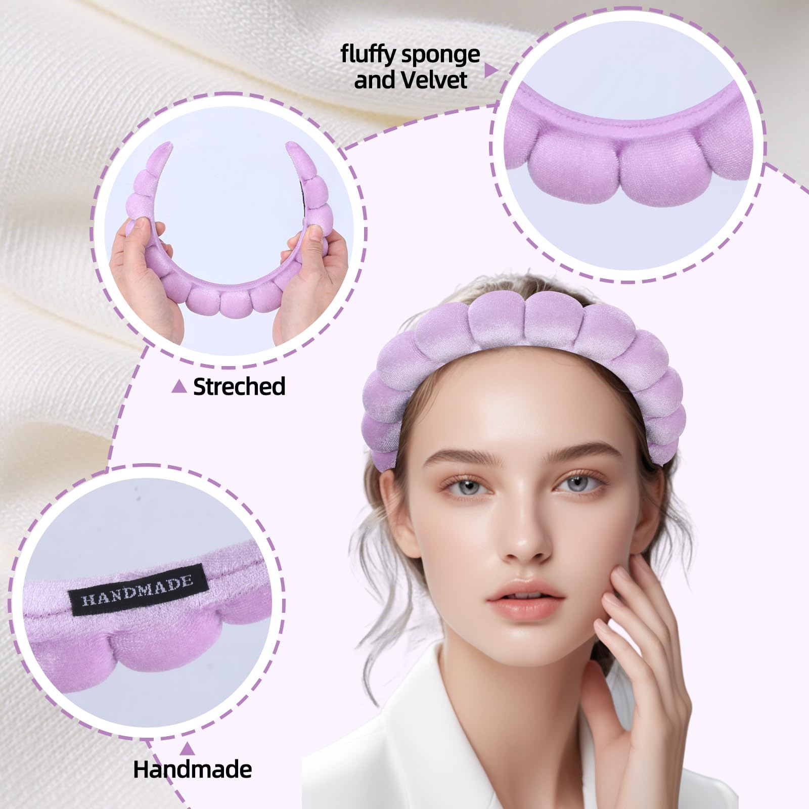 10 Pcs Velvet Spa Headbands Soft Makeup Face Wash Beauty Routine Gift Amazon.com : RAISEY 10 Pcs Velvet Cloth Spa Headbands for  main image 4