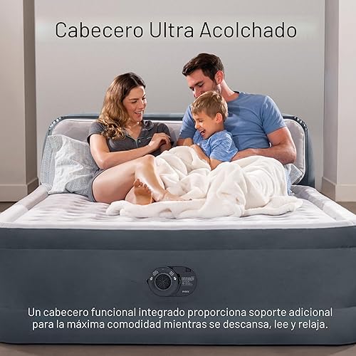 Miniatura 9 de Intex 64447ED Dura Beam - Colchón de fibra elevada Tech de aire suave con bomba integrada cabecera ultra felpa y funda de transporte portátil de