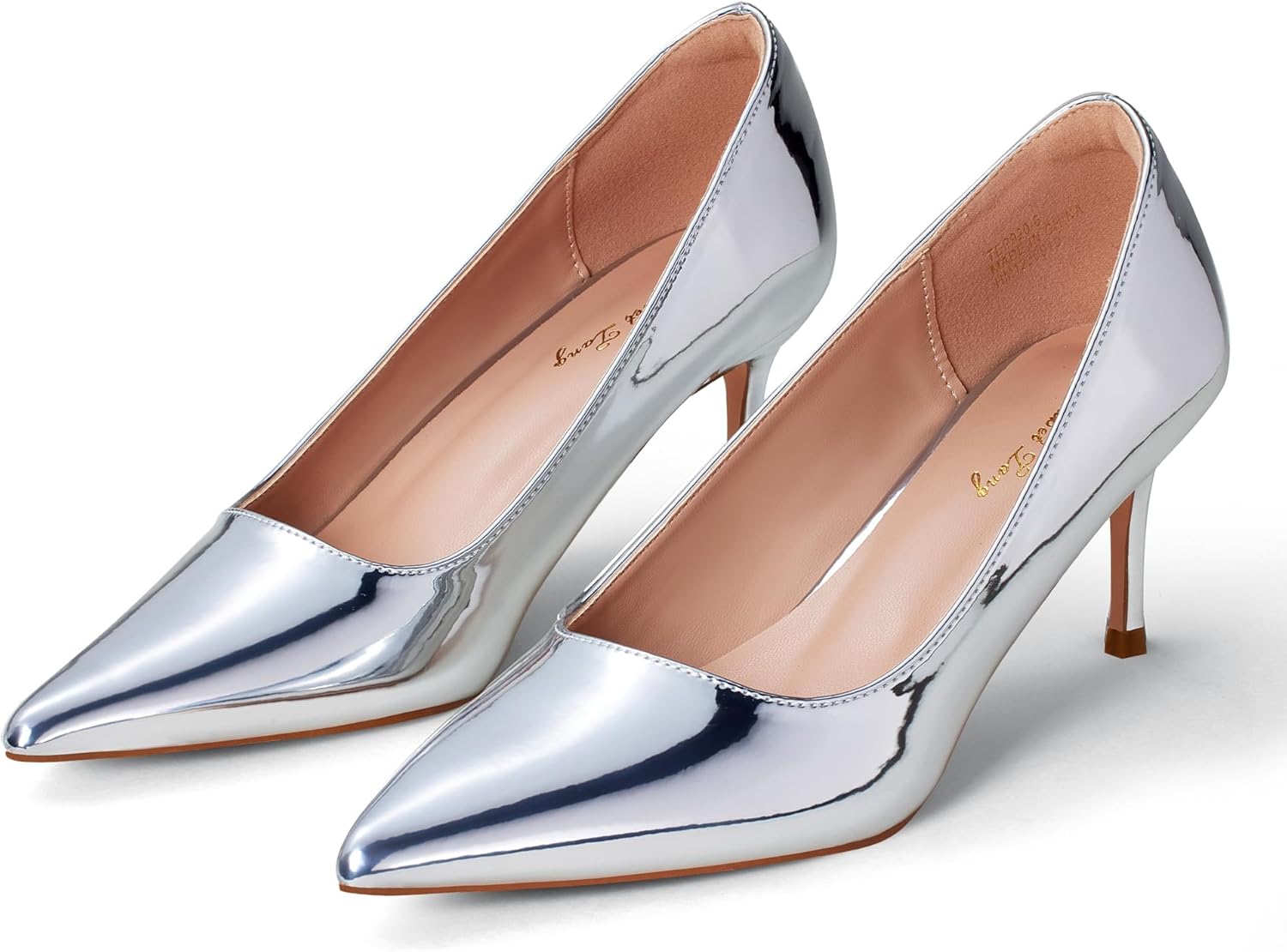 Elisabet Tang Kitten Heel Low Pumps 2.4 Inch Closed Pointed Toe Short Sexy Comfort Women Dressy Shoe at Work Office Date Prom Party Wedding Church