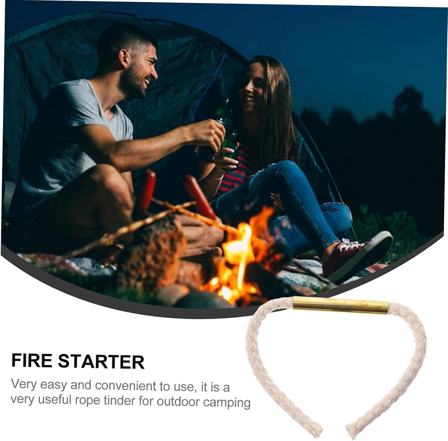 Survival Wick Rope Fire Starter 2pcs Outdoor Camping Fire Starter Cord Hemp Wick Rope for Emergency Survival and Hiking
