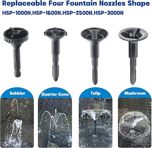 Miniatura 4 de 396GPH bombas de estanque sumergible bomba de fuente de agua al aire libre con kits de fuente 4 cabezales de pulverización HSP-1600N