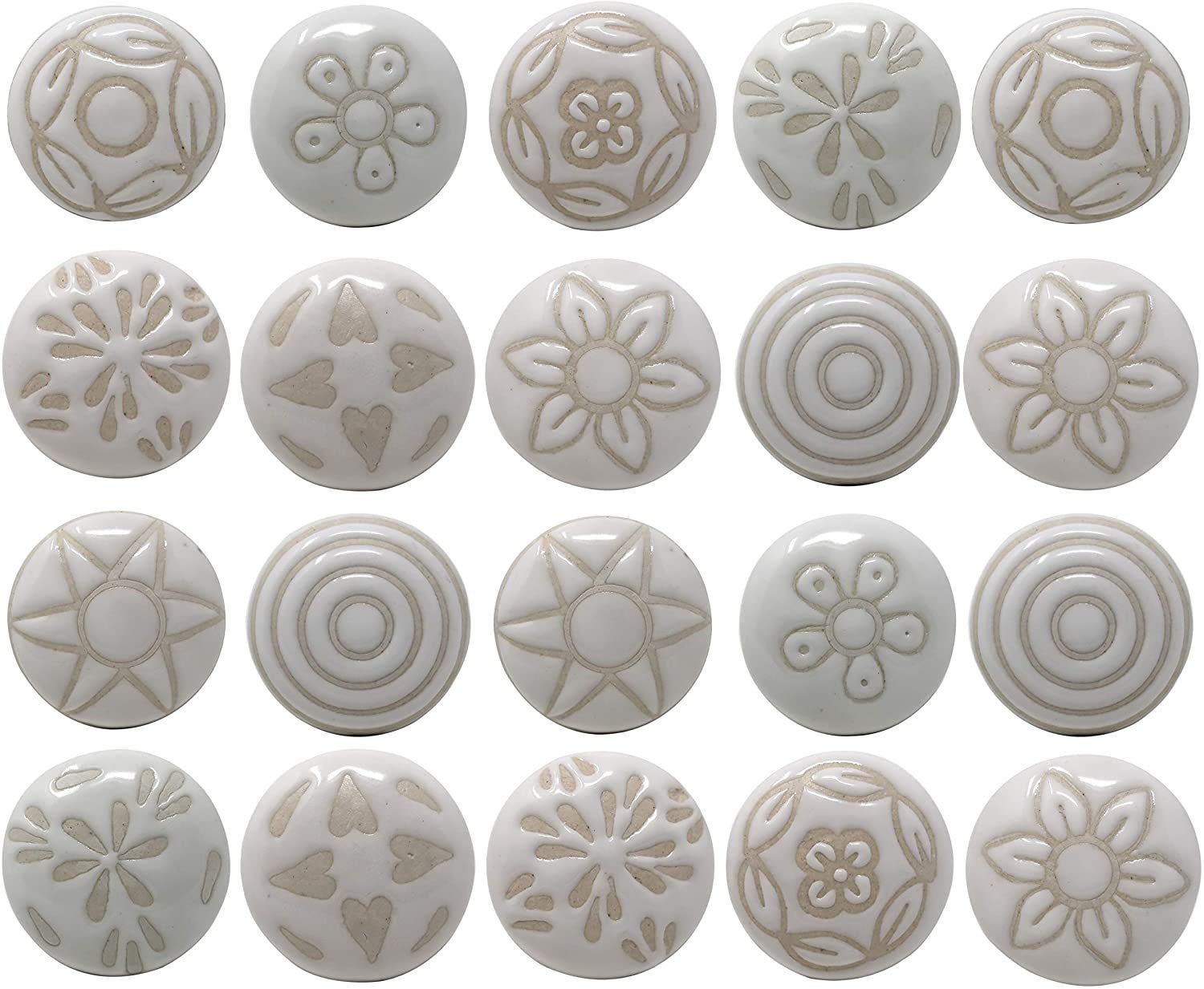 RHF KNOBS Ceramic Vintage Assorted Blue Pottery Drawer, Door Knobs and Pulls Handle for Kitchen Cabinets Home Interior Decor- Multi (25, White) (B092SRMDKZ) Amazon Price History, Amazon Price Tracker