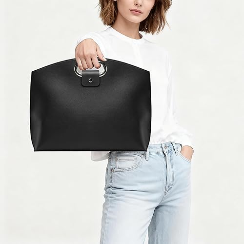 Miniatura 5 de Bolsa de cuero impermeable de 14 a 16 pulgadas, 2 unidades, para mujer, bolsa de trabajo, maletín de negocios para portátiles y estuches