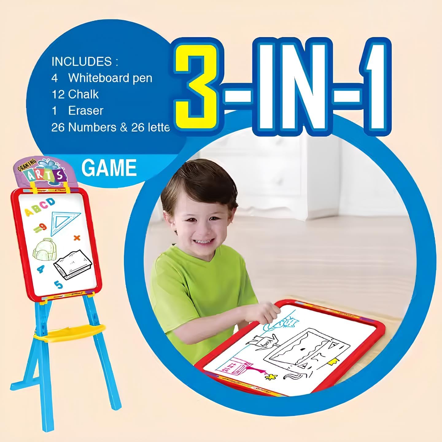 Lavagna Double Face per Gessi Pennarelli Magnetica Lavagna Verticale Orizzonatale Removibile con Cavalletto Pennarelli Gessi Lettere Numeri Magnetici Lavagne per Bambini 3in1 Lavagne Artista Scuola