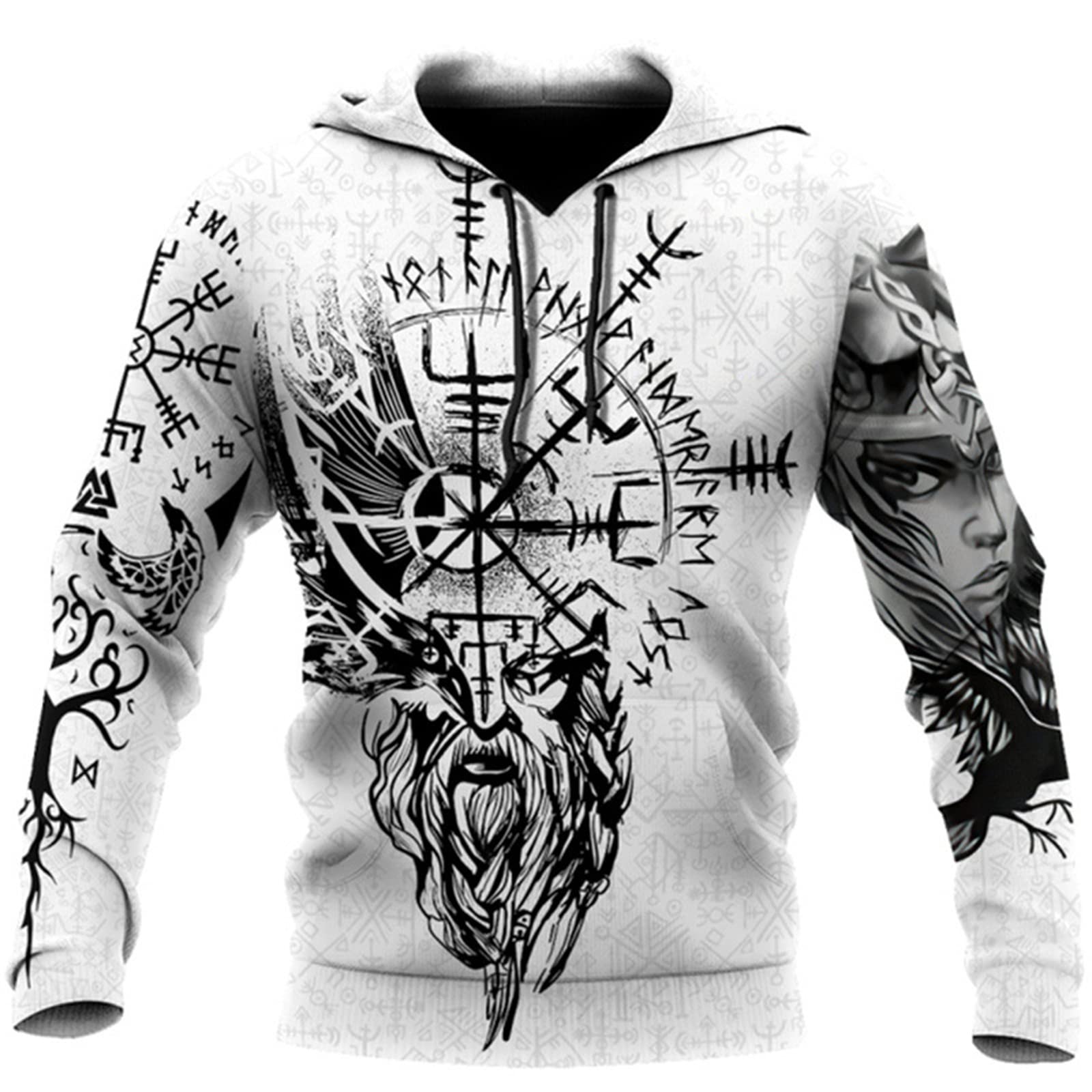 Kewing Men's # 11 Viking Hoodie Casual Medieval Viking Warrior Odin 3D Printed Pullover Long Sleeve Sweatshirt Tops