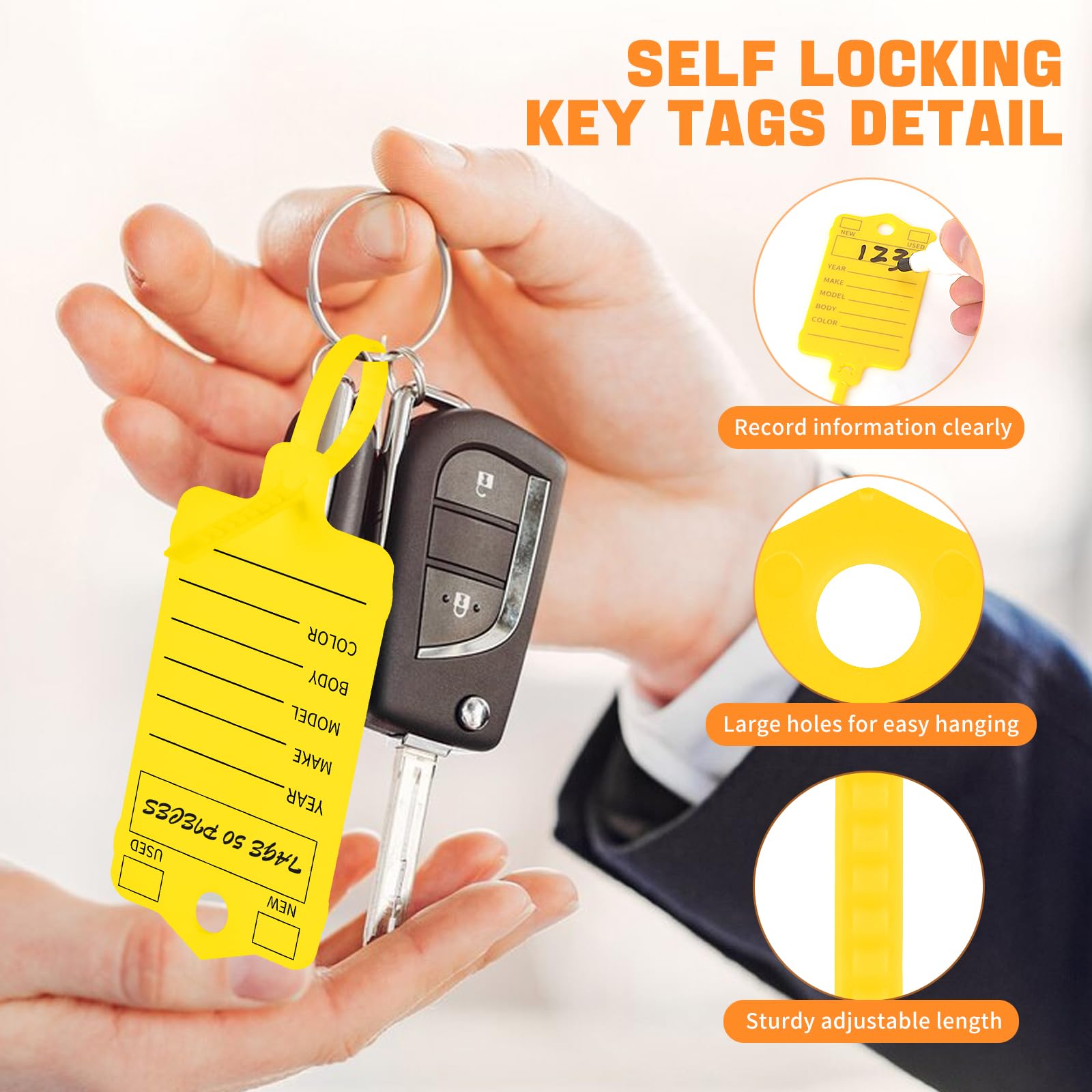 QUITANDESERTZOUAVES イエロー新品タグ付きキタンジャーナル Amazon.com : 200 Pcs Yellow Self Locking Car Key Tags