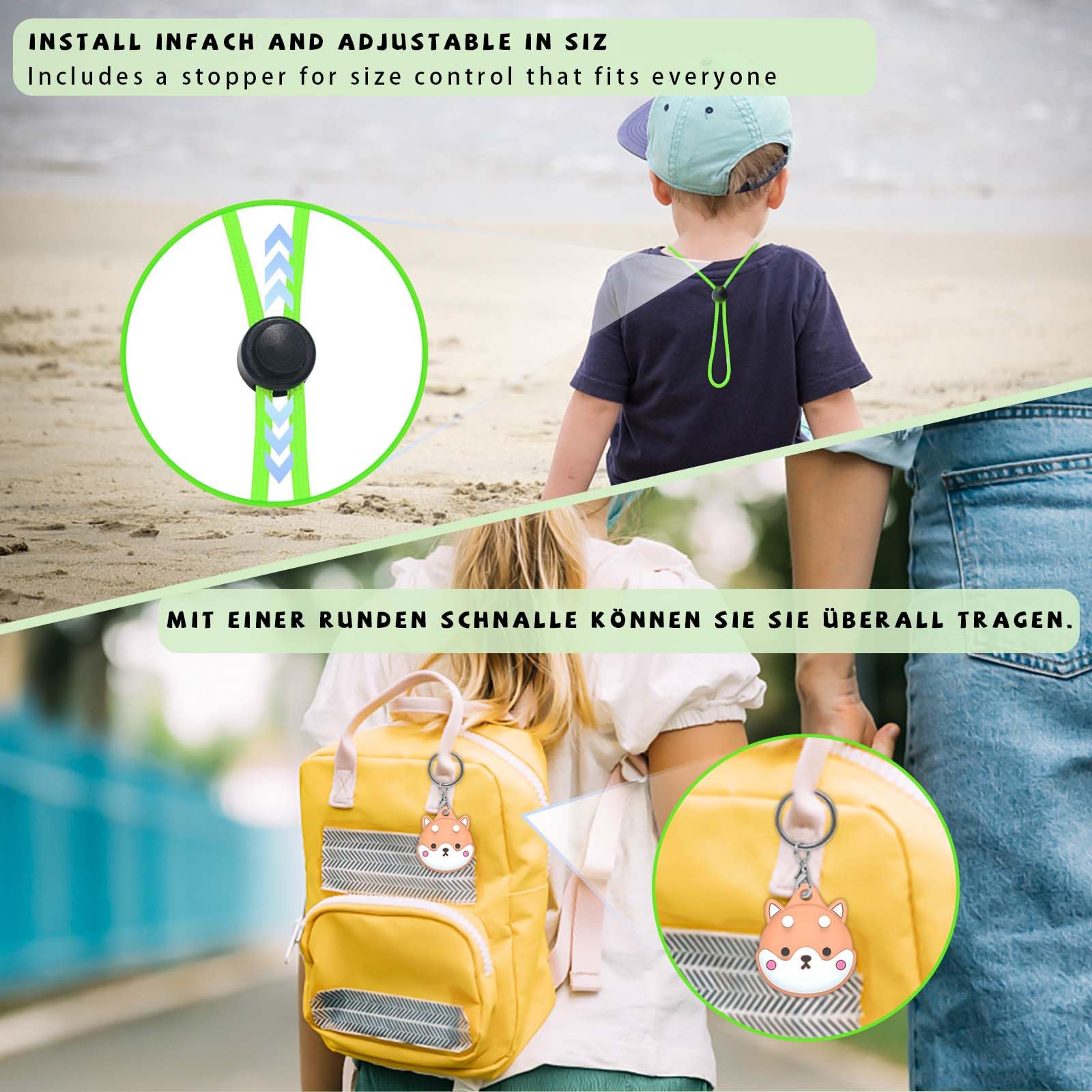 Générique 4pcs Enfants Cartoon Collier Case pour Apple AirTag, Étui en Silicone Confortable et Ajustable Caché, Collier AirTag Adapté aux Enfants pour Traceur GPS Apple AirTag Style D