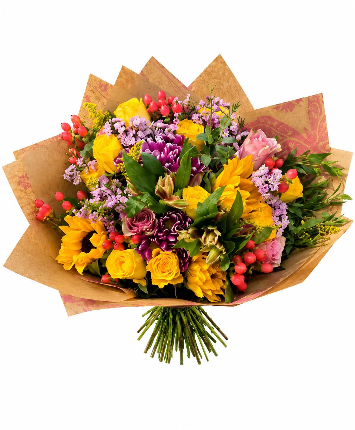 Whitmore Blossoms Fresh Flower Bouquet – 40 Mixed Stems with Glass Vase | Birthday, Thank You & Get Well Gifts | Hand-Arranged by Florists | Free UK Delivery