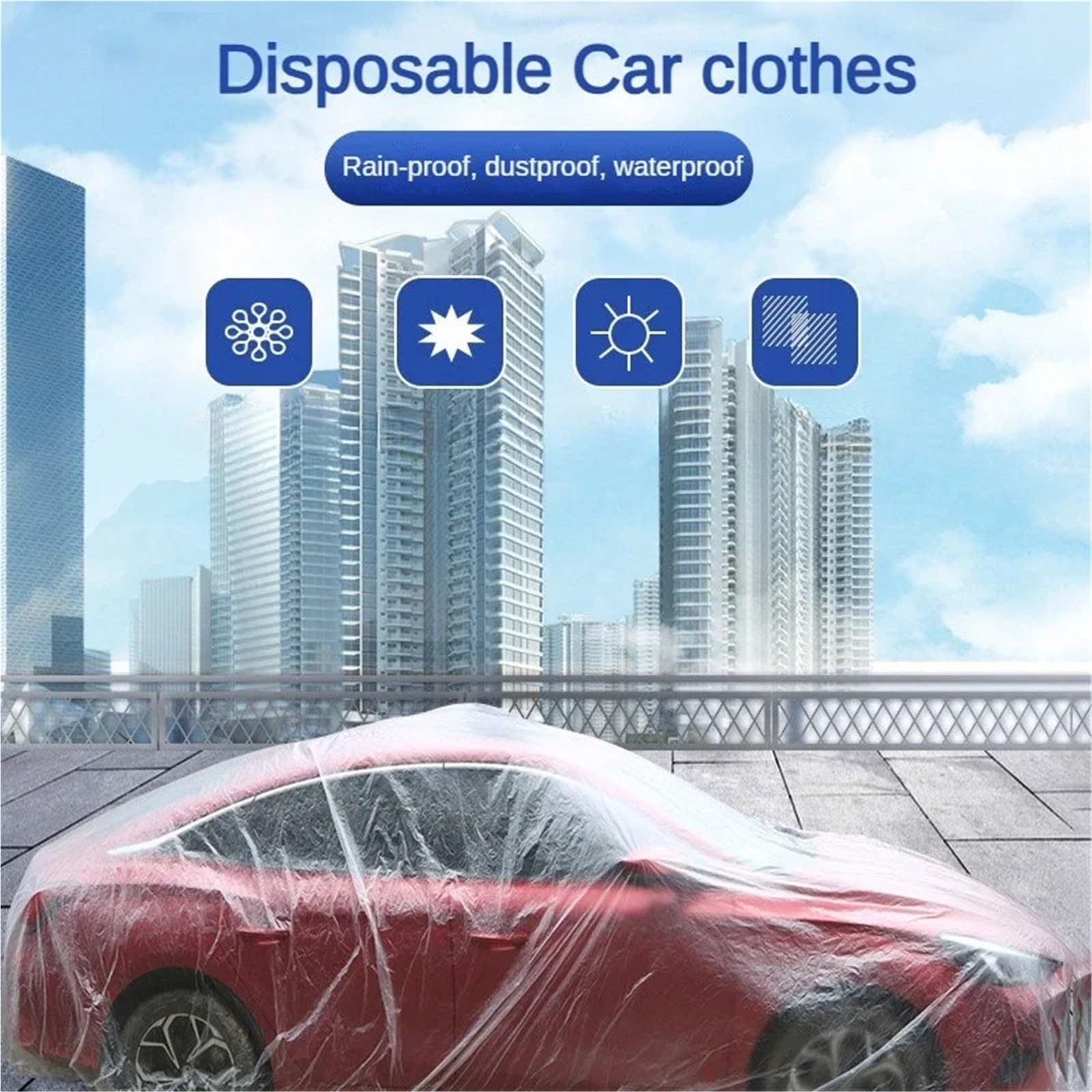 Couverture de Protection Voiture Lot de 1 à 10 Housses Protection jetables pour Voiture, Transparentes, en Film PE, pour la Pluie Housses d'automobile(Transparent-L,10PCS)