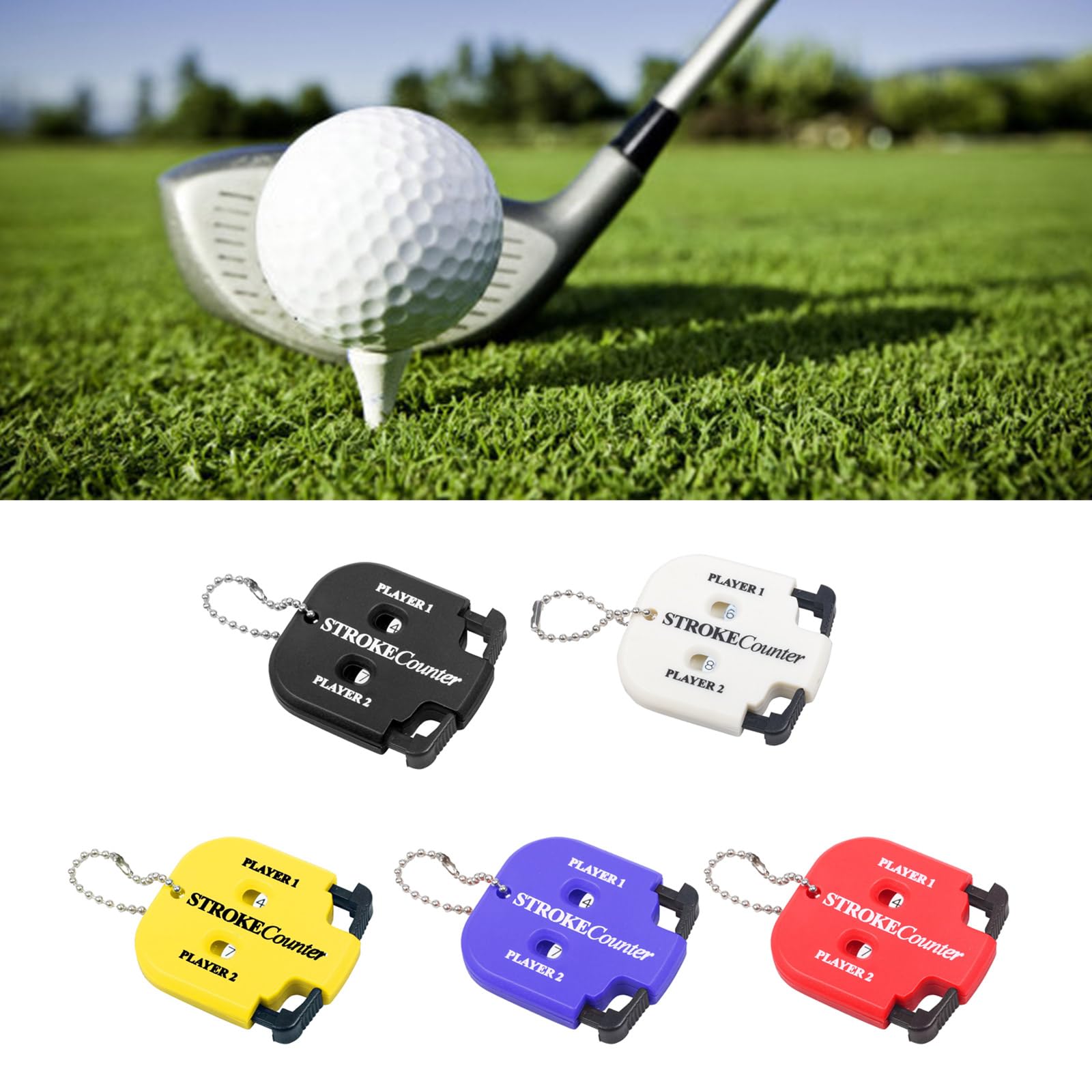 Contador De Golpes De Golf - Pack De 2 Unidades, Tamaño Compacto 5.5x4.9 Cm, Con Llavero, Para Seguimiento De Puntuación