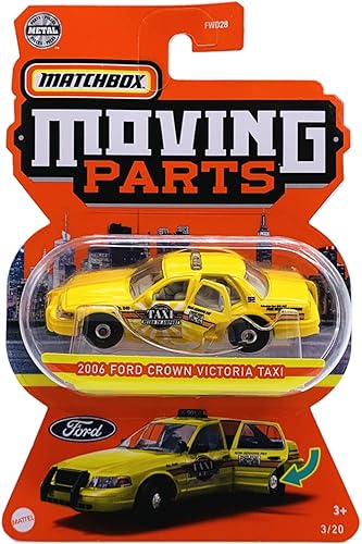 Matchbox Moving Parts 2006 Ford Crown Victoria Taxi amarillo escala 164