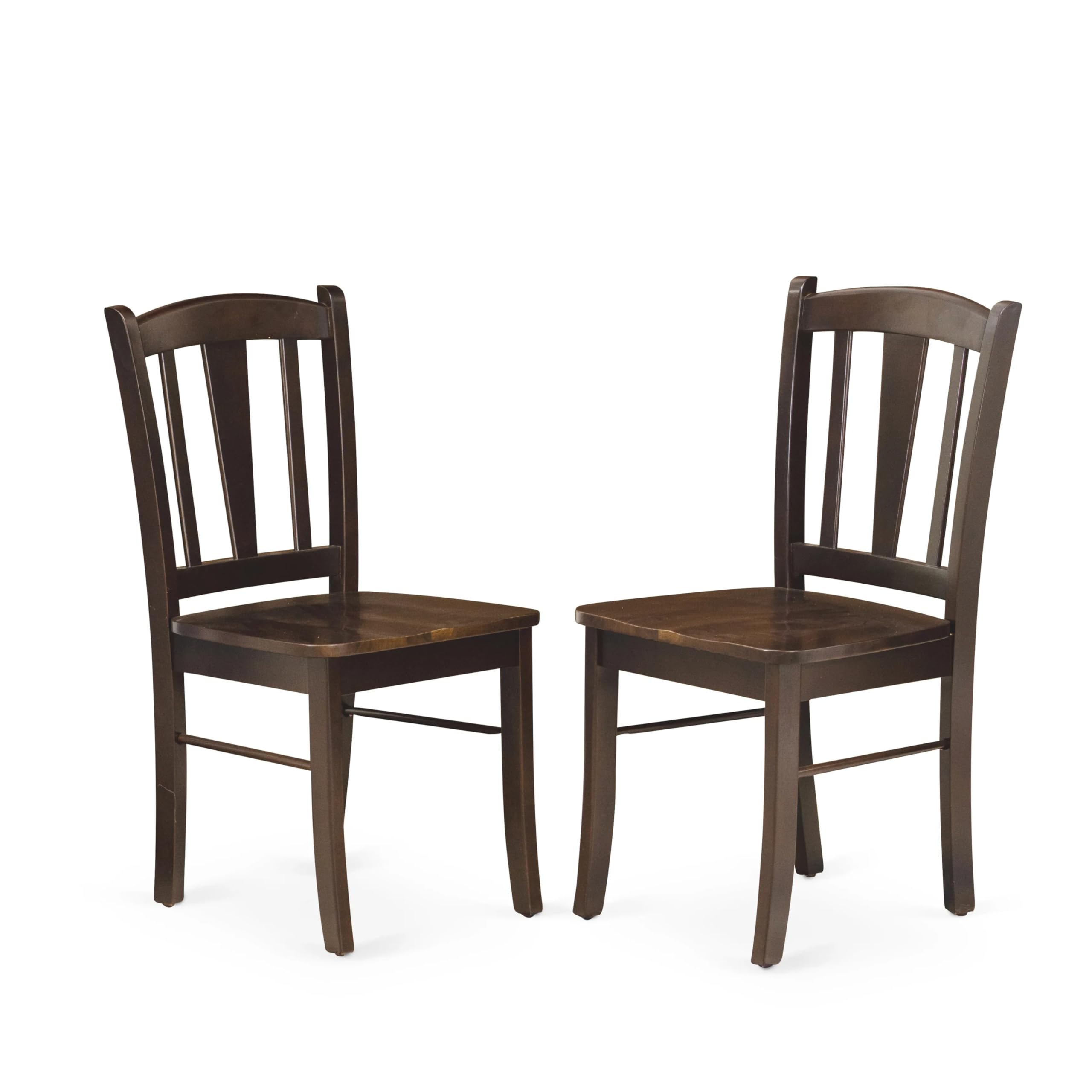 East West Furniture Dublin Dining Slat Back Solid Wood Seat Chairs, Set of 2, Mahogany
