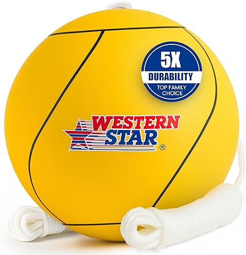 Western Star Tetherball Juego  Pelota de sujeción suave al tacto con cuerda duradera  Interior, exterior, 5 colores  Fácil de colocar y jugar  Un