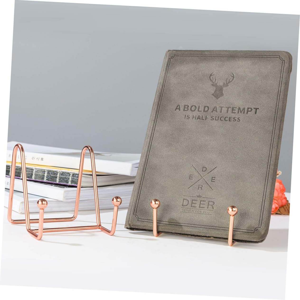 Alipis Photo Display Stand Classic Iron Picture Frame Holder for Book Magazine Display Rose Gold for Home Countertop Desktop