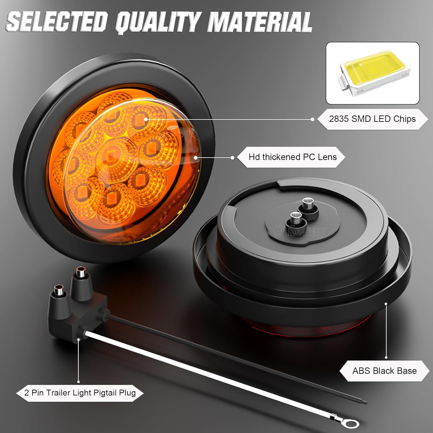 10-Pack 2 Inch LED Marker Lights, 5 Red + 5 Amber Flush Mount, Waterproof 12V Side Clearance Turn Signal Lights for Truck Trailer RV Camper