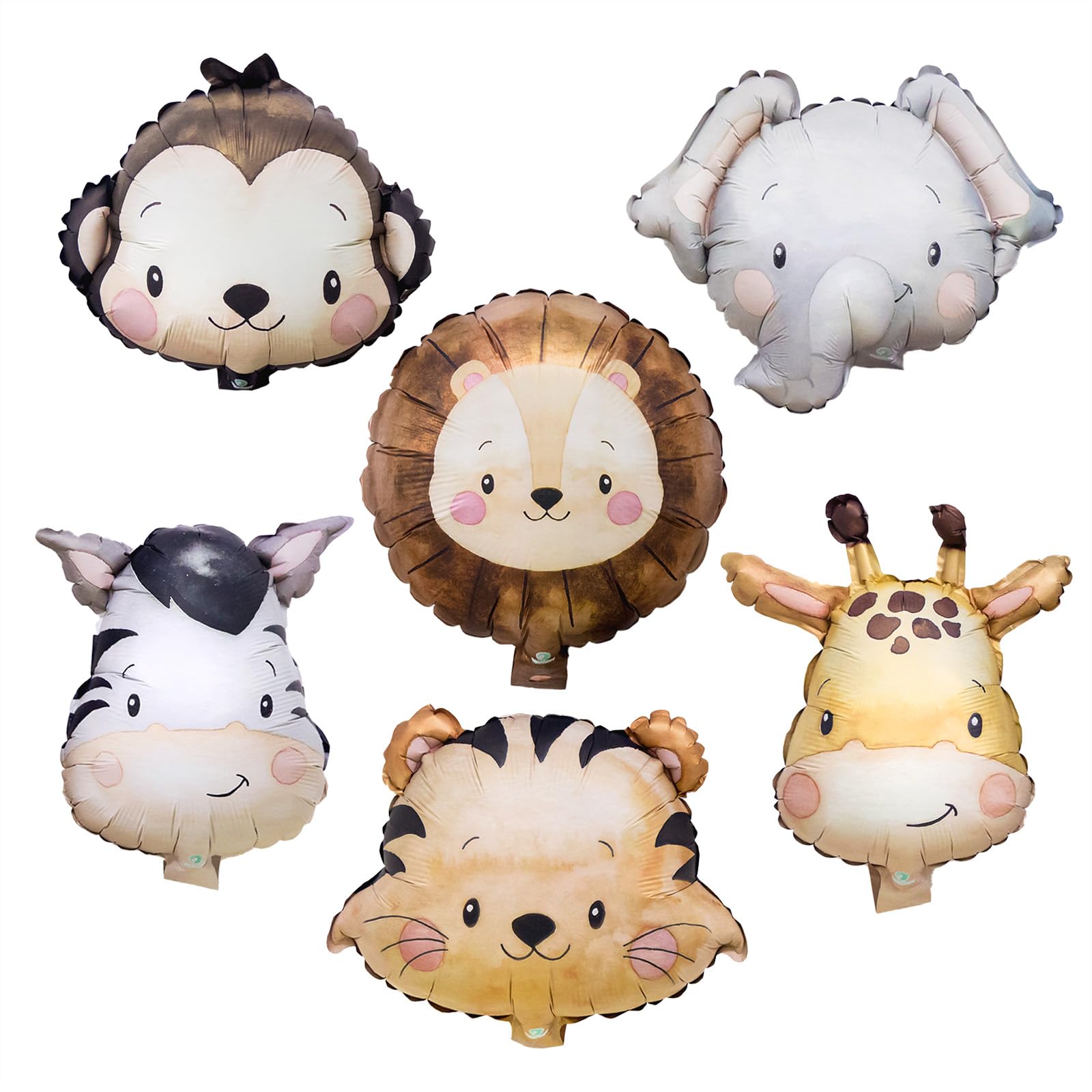 6 Pcs Animal Balloons,Jungle Safari Foil Balloons Zoo Wildlife Theme Birthday Party Decorations for Kids Safari Birthday Shower Party Decorations