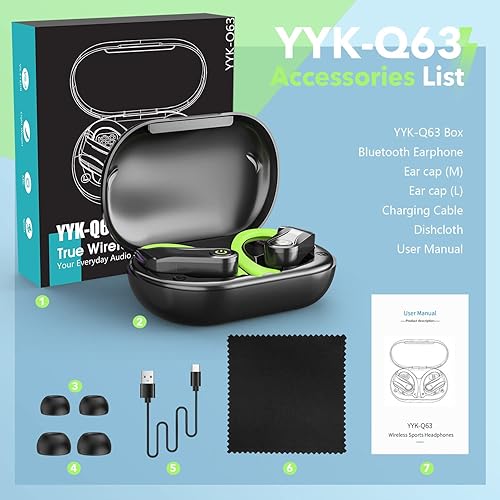 Miniatura 8 de Vanzon Auriculares inalámbricos Bluetooth, IPX7 impermeables sobre la oreja para 48 horas de reproducción, con funda de carga LED y ganchos para los