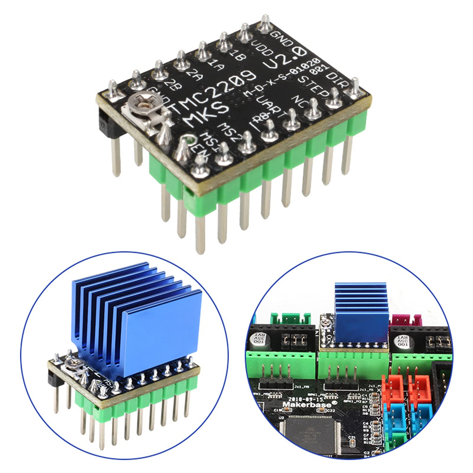 DEWIN Tmc2209 Stepper Motor Drivers Mute Driver,Modulo Driver Motore Passo-Passo Tmc2209 Drivers Stepper con Dissipatori di Calore Driver per Stampante 3D (5pcs)
