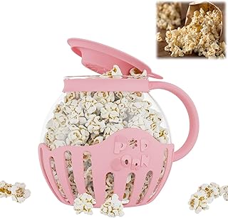 Palomitero Microondas, 2,13L Palomitero, Apto para Lavavajillas, Olla de Microondas para Palomitas de Aire, Recipiente Para Cocinar Palomitas Con Tapa Y Asa, Apto para Fiesta de Fiesta, Rosa