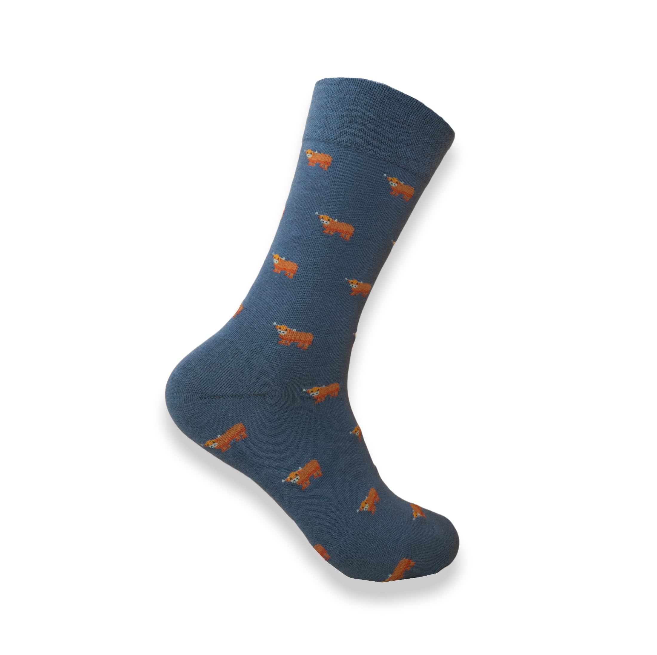 Tartan Studio Unisex Highland Cow Blue Highland Cow | Blue Cotton Socks - Uk4-6