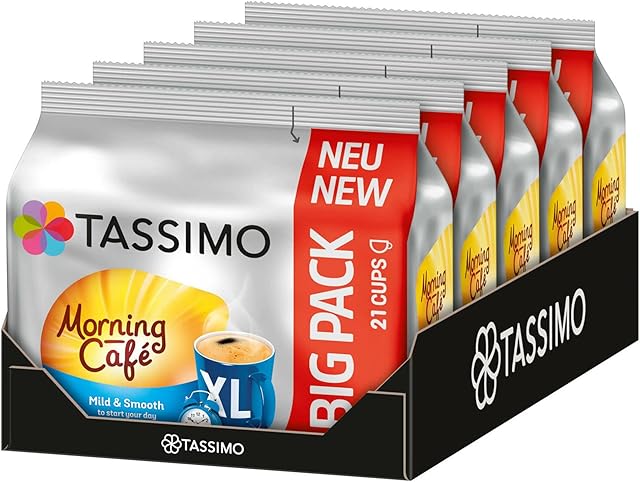 Tassimo Kapsułki Morning Café XL Mild & Smooth, 105 kapsułek kawy, 5 sztuk, 5 x 21 napojów