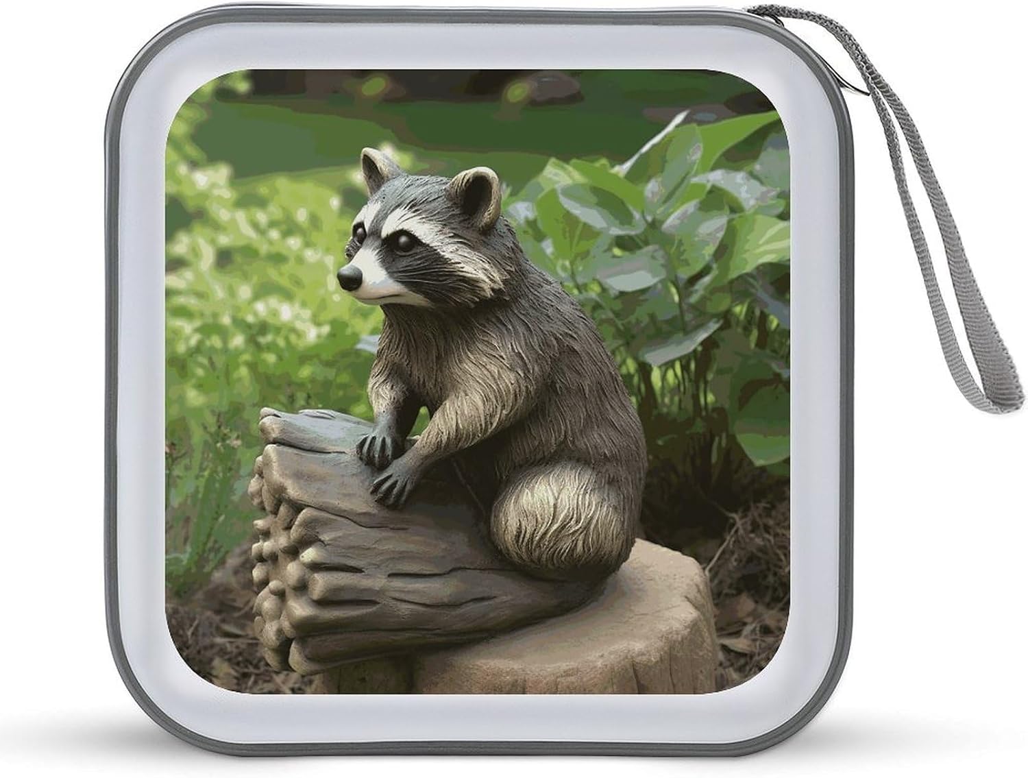 Raccoon Statue CD Case Binder for Travel Car DVD Storage Case DVD Storage Bag with Handles Cover CD Storage Binder for Blu-ray Movie Music Audio Disks 40 Disc Units