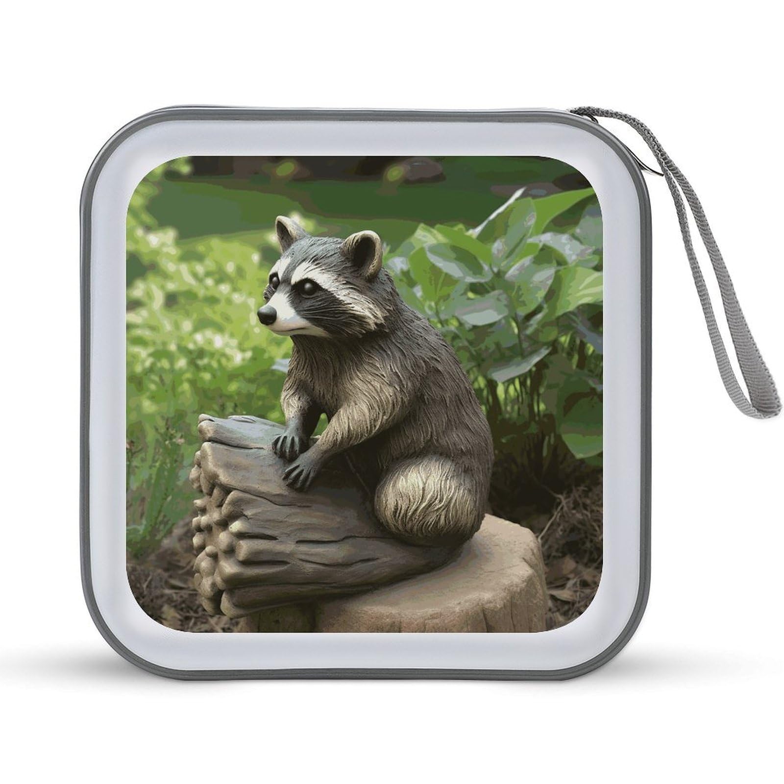 VstaDank Raccoon Statue DVD Case 40 Capacity Protective Storage Organizer Binder Booklet Album Portable Disc Wallet Car CD Disk Holder Hard Plastic CD Cases CD DVD Case Holder