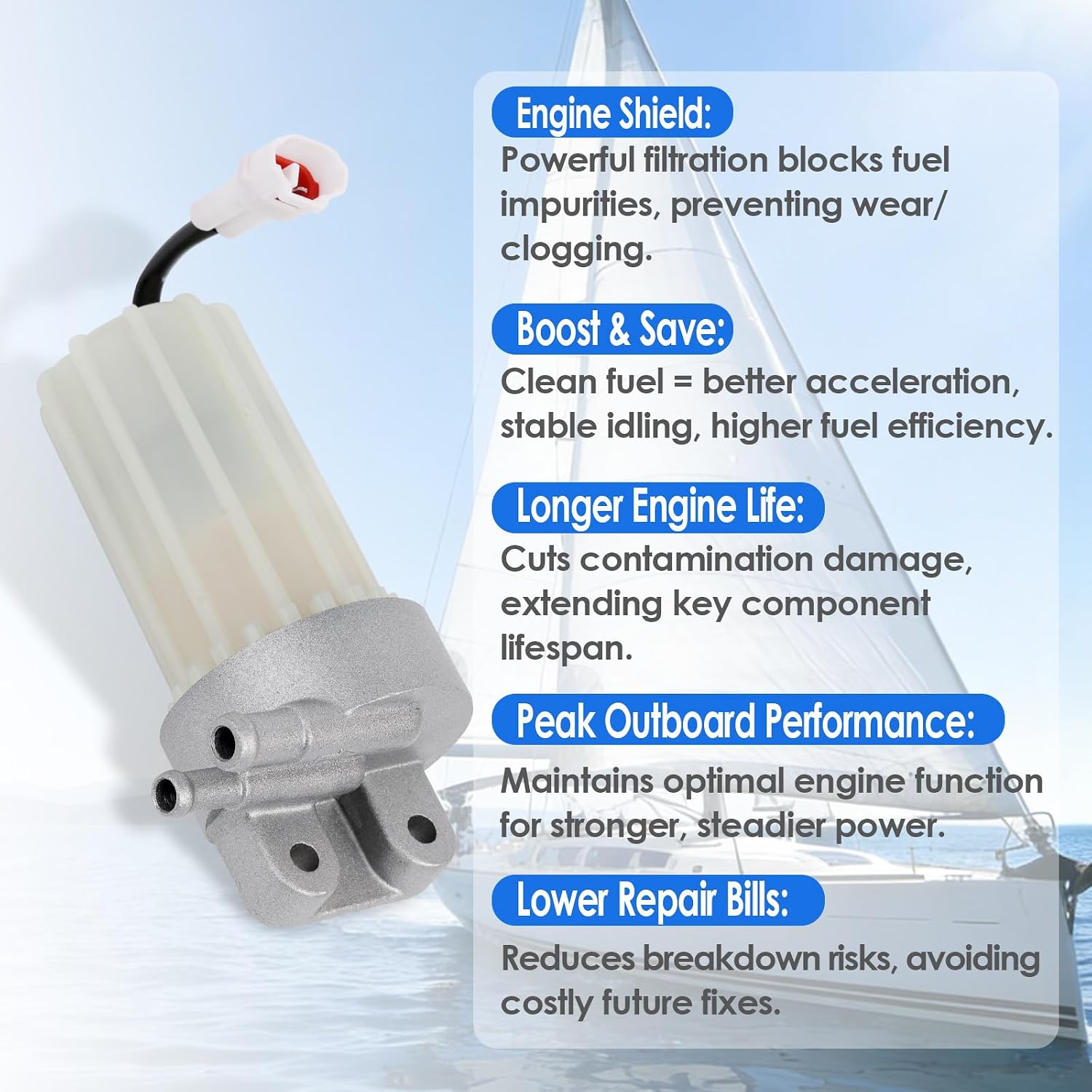 15410-93J11 Fuel Filter Assembly Compatible with Suzuki Marine Outboard Engine DF200 DF225 DF250 DF300 fits 15410-93J10