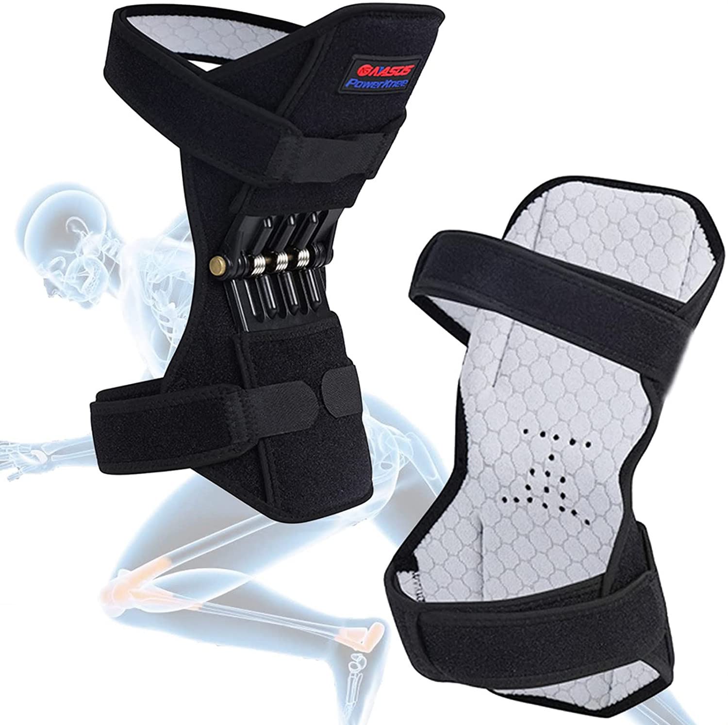 Refuerzo Protección Rodillas, Almohadillas Apoyo Articulaciones Power Lifts con Potentes Rebotes Spring Force Old Cold Knee Band, para Deportes Senderismo Escalada Entren,3Spring
