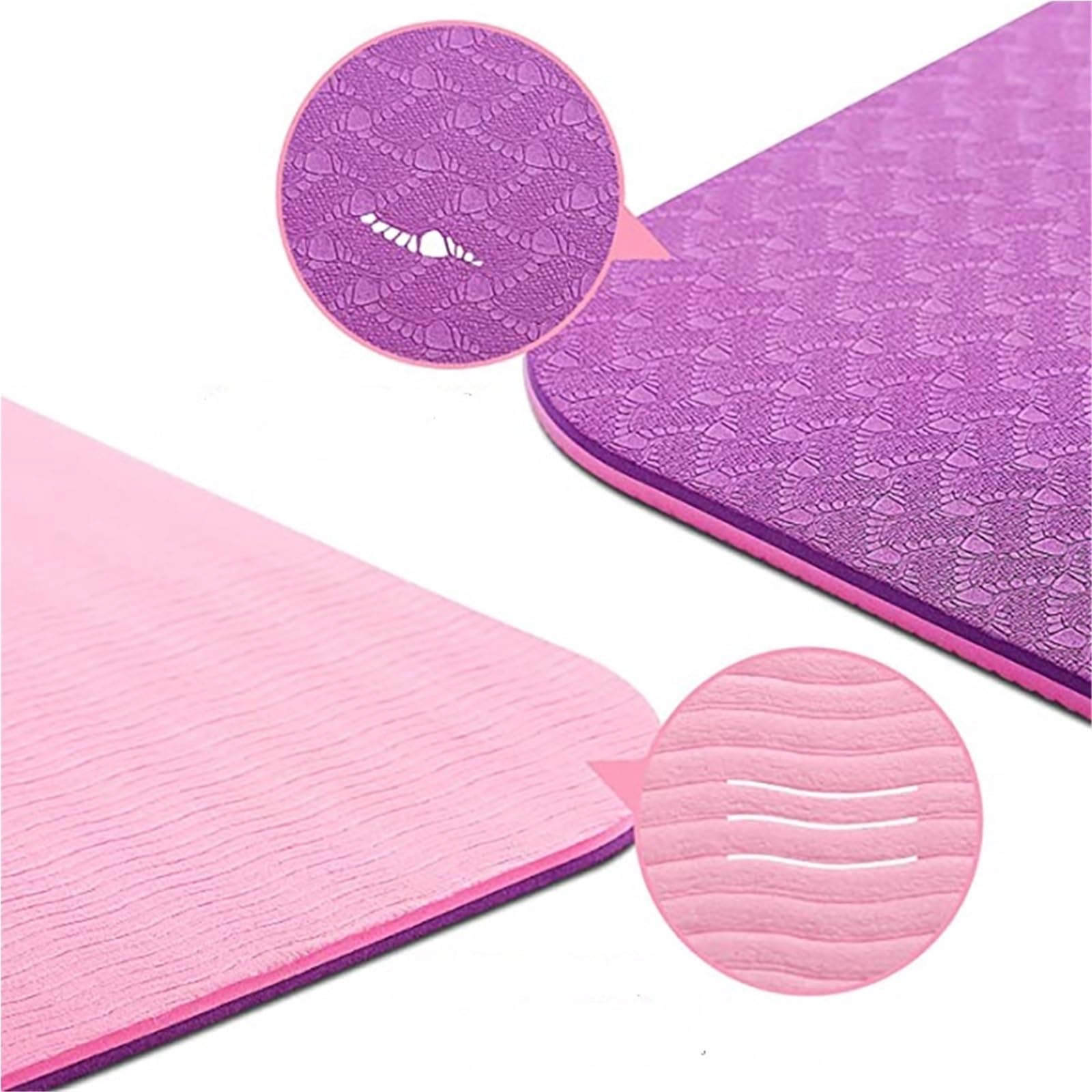 Tappetino da yoga con linea di posizione da 6 mm, a doppio strato, per principianti, casa, palestra, fitness, pilates, pilates, pilates, stretching, ginnastica, palestra e campi