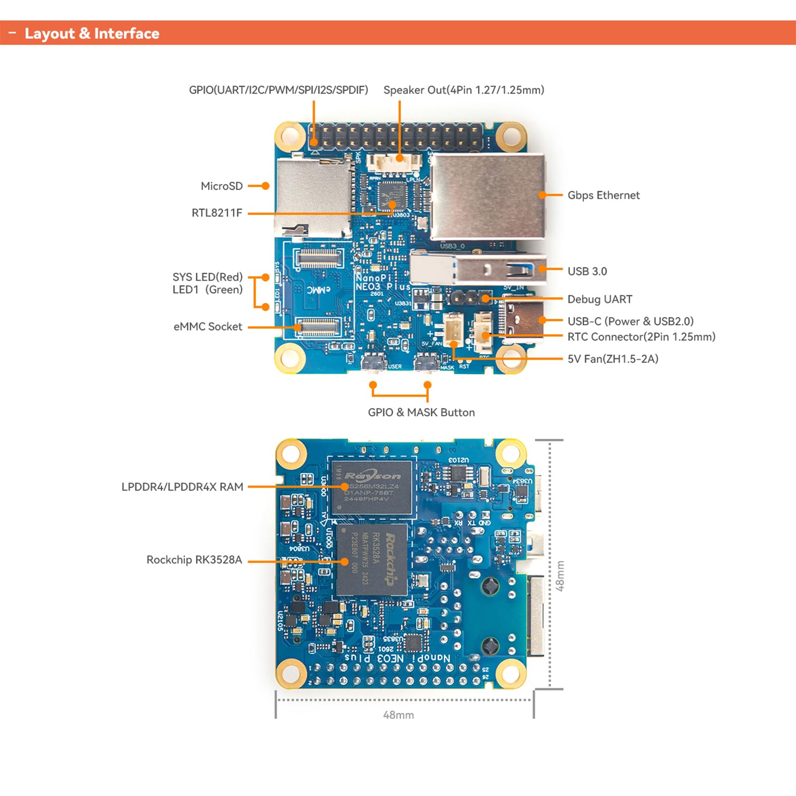 FriendlyElec NanoPi NEO3 Plus Mini Router, RK3528A, 1GB RAM, Single Board Computer, Gigabit Ethernet,USB 3.0, Support eMMC/OpenWrt for IoT NAS Smart Home (with 64GB eMMC,with Case)