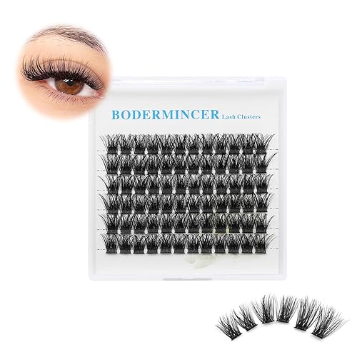 Miniatura 2 de Bodermincer 72 paquetes de racimos con pegamento de efecto 3D, extensiones de pestañas individuales, estilo natural (0.472 pulgadas)