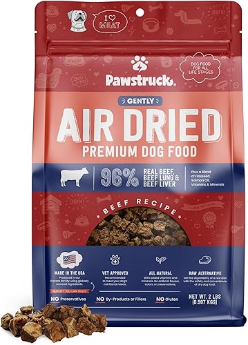 Pawstruck Alimento natural secado al aire para perros con carne de res real, sin granos, fabricado en Estados Unidos, sin OMG y recomendado por