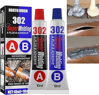 Weld Metal Repair Paste,Liquid Metal Weld AB Metal Glue,Super Glue All Purpose Repair,Industrial Heat Resistance Cold All Purpose Adhesive,Magic Repair Glue,Quick Dry AB Glue for Metal,Glass,2 * 10ml