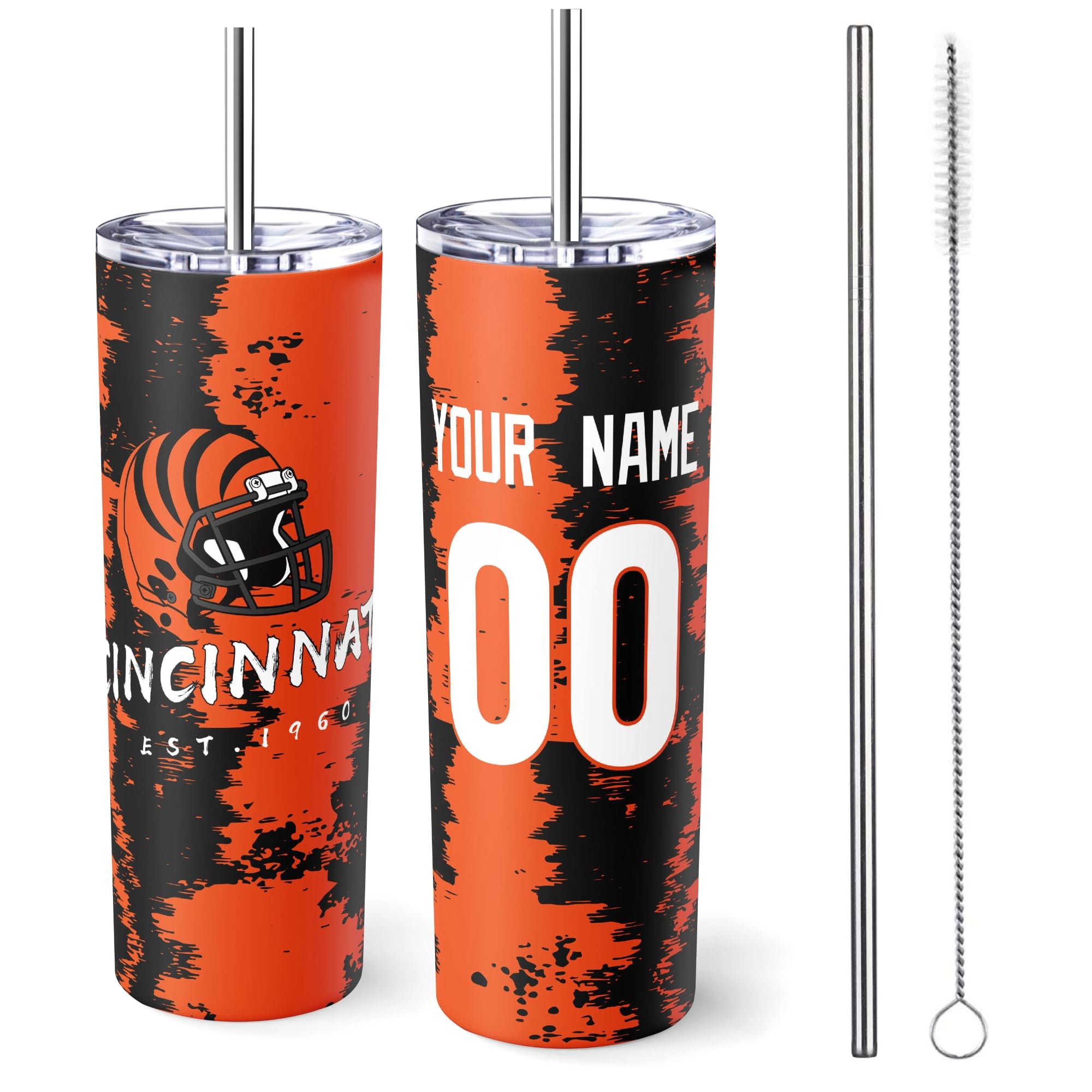 ANTKING Cincinnati Tumbler 20oz Travel Mug Custom Name Number Gift