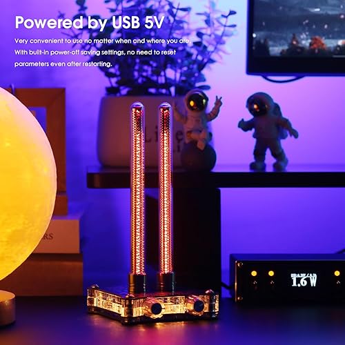 Miniatura 4 de Douk Audio VU9 Pixie Tube Medidor de nivel de sonido Retro Nixie Tube Audio Spectrum MIC Pickup para decoración de escritorio del hogar (negro, 3.35