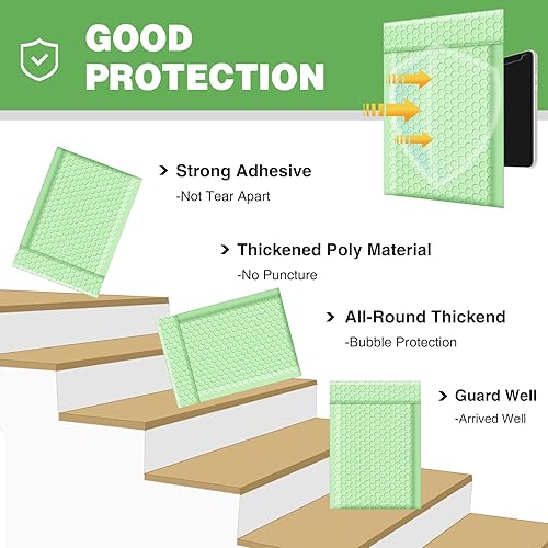 Miniatura 3 de Famagic Sobres de burbujas de 6 x 10 pulgadas, 25 bolsas de envío de color verde menta, elegantes bolsas de embalaje para pequeñas empresas, sobres