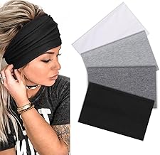 DRESHOW Fascia per Capelli Donna Turbante Larghe Fasce per Capelli Donna Yoga Antiscivolo Corsa Headband Sport Fasce Elastiche Fitness Fascia Elastica Capelli 4 Pezzi