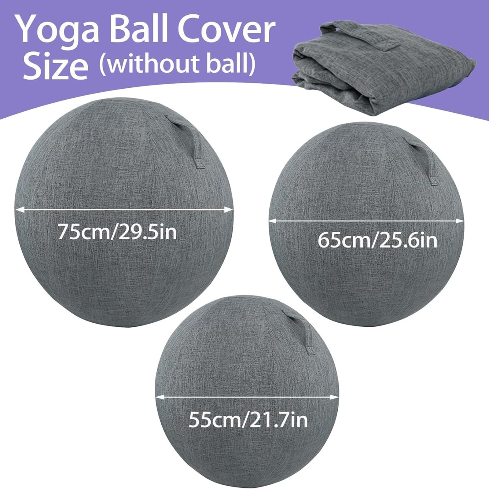 AOLIAZMAX Sitting Ball Cover, 55cm 65cm 75cm Exercise Ball Cover for Sitting Ball Fitness Ball, Foldable Sitting Balls Fabric Cover - for Fitness Ball Pilates Yoga Ball/Office Ball Balance Ball