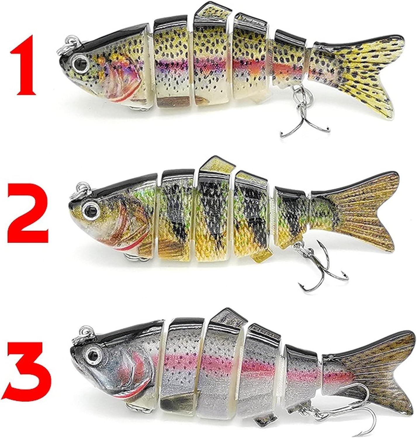 SHINsuke 6 Pcs Bionic Swimming Multi Jointed Fishing Lure - 4" Swimbaits Slow Sinking Minnow Lures - Suitable for All Kinds of Fish Freshwater Saltwater - Fishing Baits Kit for Bass Carppie Trout