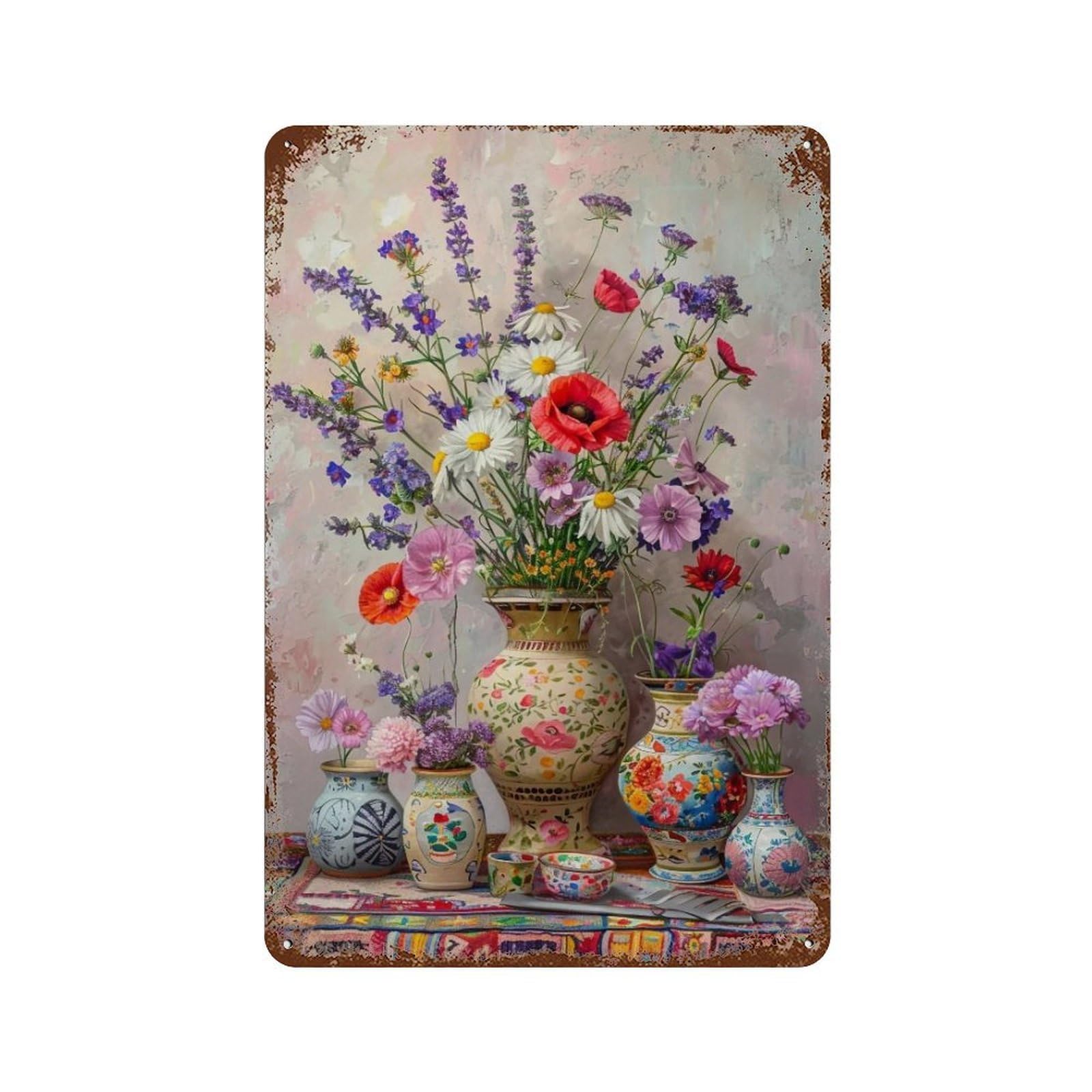 HDURYEYRYY Colorful Cottage Garden Floral Still Life 02 Wall Retro Iron Vintage Art Metal Tin Sign Poster Modern Home Cofffee Club Art Bar Shop Decor 30x20cm