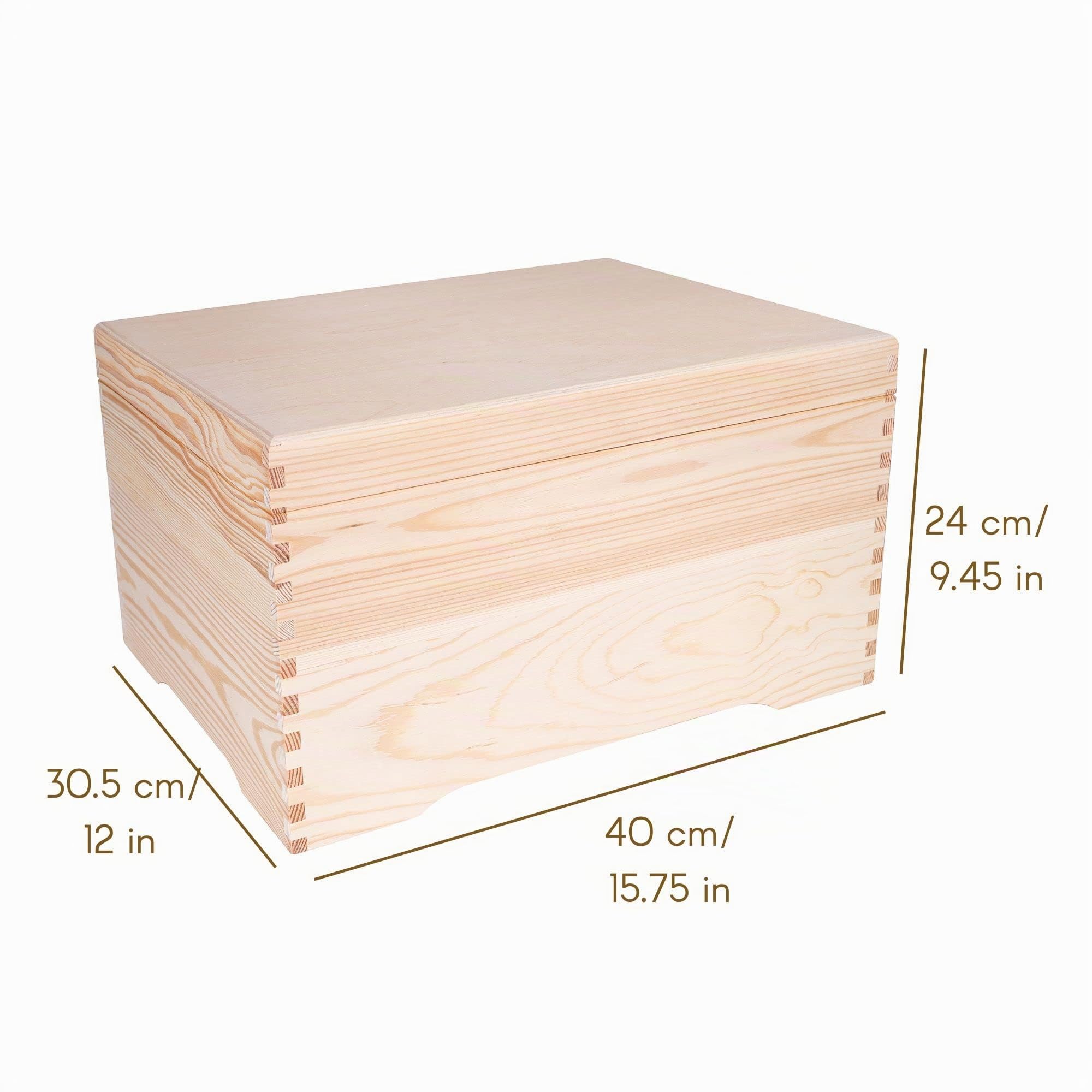 Creative DECO XXL Grande Caja Madera para Decorar con Tapa | 40x30,5x24 cm