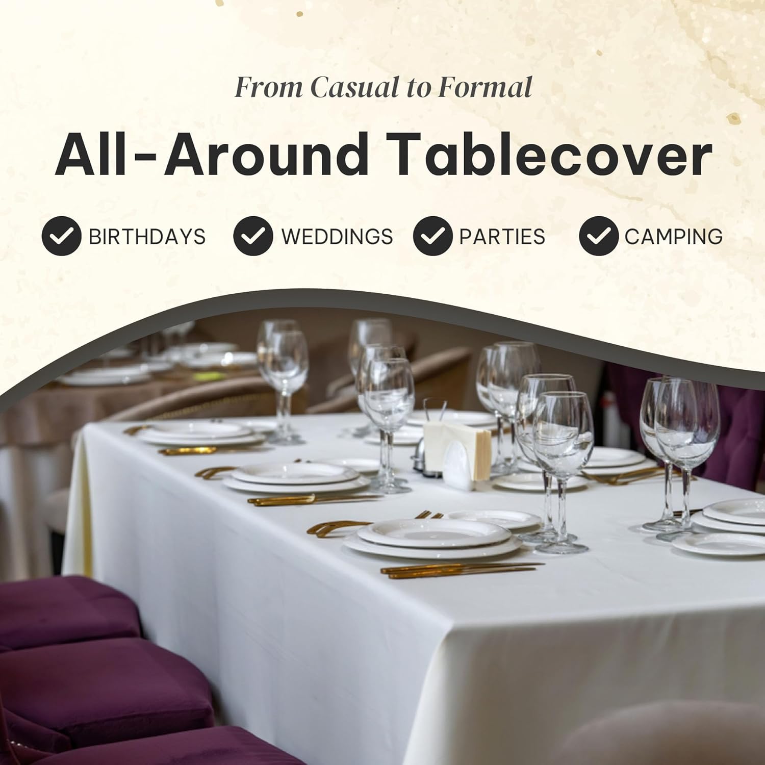 All-Purpose Plastic Table Cover Roll with Self-Cutter, Alternative to Regular Tablecloth, Disposable Table Cover, Plastic Table Cloth, 54 inches x 120 feet (40 Yards), White