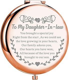 MYOSPARK Daughter in Law Gifts to My Daughter-in-Law Wedding Compact Makeup Mirror Bride to Be Gift from Mother in Law (CA Daughter-in-Law Mirror)