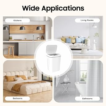 16L Smart Sensor Trash Can Automatic Motion-Sensing IPX5 Waterproof & Silent Closing, Automatic Motion-Sensing Kitchen/Bathroom Waste Bin Hands-Free Lid & Odor-Control Garbage Can