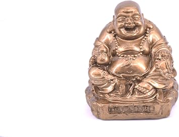 Happy Buddha StatLaughing ue - Sitting Buddha Feng Shui Figurines Wealth and Good Luck Bronze